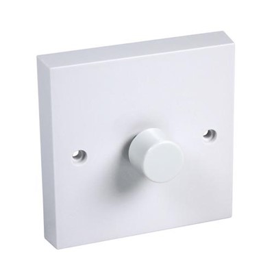 Dimmer 1 Gang 1 Way Rotary 400W White Knob
