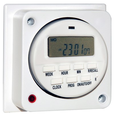 General Purpose Electronic Timer On/Off Position 7 Days/24 Hrs - 16Amp fits Into 35mm Box (Hard Wire).