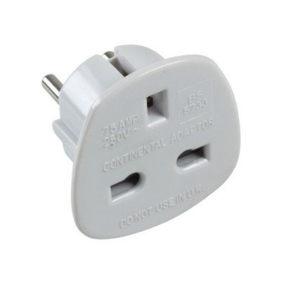 Continental Travel Plug Adaptor 7.5 Amp 250v to BS5733 (testing)